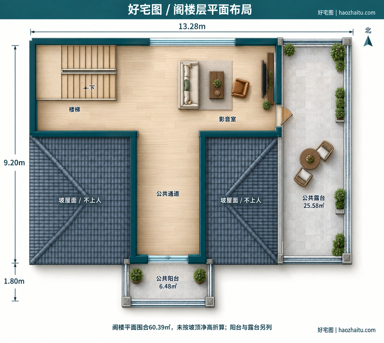 阁楼平面范围