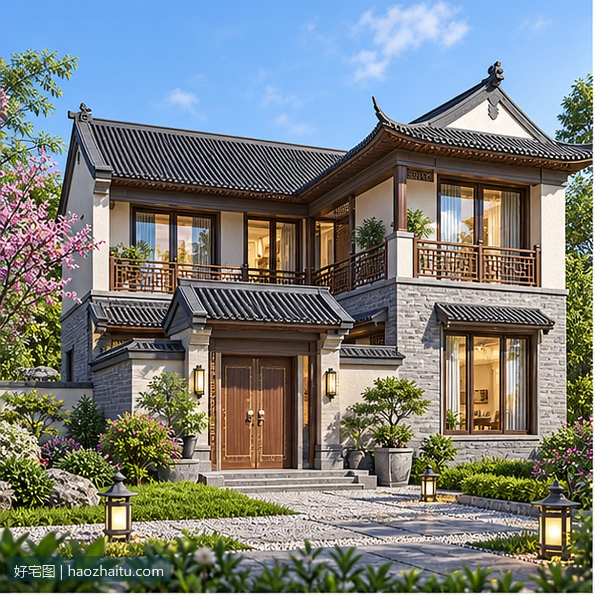 11.00米开间二层中式自建房，5卧5卫独立方案-好宅图纸网